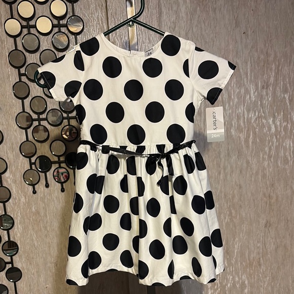 Carter's White and Black Polka Dot A-Line Dress - Picture 1 of 1